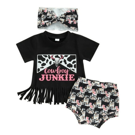 BULLPIANO Western Baby Girl Clothes Boho Cow Print Short Sleeve T-Shirt Tops Shorts Set Headband 3Pcs Toddler Cowgirl Outfits
BULLPIANO Western Baby Girl Clothes Boho Cow Print Short Sleeve T-Shirt Tops Shorts Set Headband 3Pcs Toddler Cowgirl Outfits