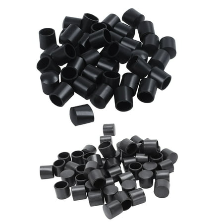 90 Pcs Black Rubber PVC Flexible Round End Cap Foot Cover 40 Pcs 10Mm & 50 Pcs 12Mm