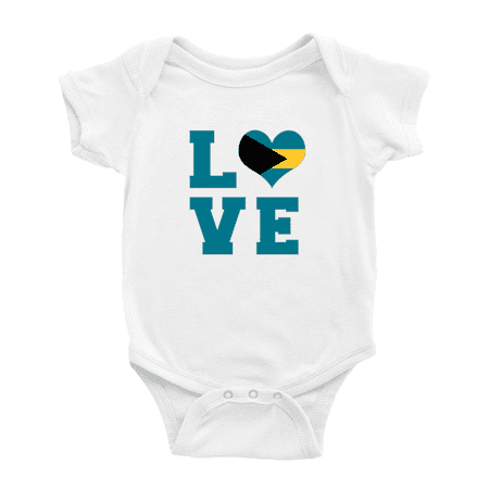 Love Bahamas Flag Heart Baby Rompers (White 6-12 Months)