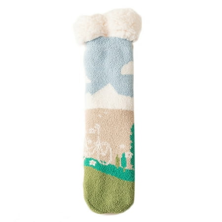 Women Winter Faux Fleece Lined Slipper Socks Village Landscape Thermal Stockings
Women Winter Faux Fleece Lined Slipper Socks Village Landscape Thermal Stockings