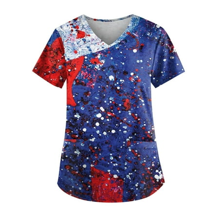 Knosfe Women s V Neck Short Sleeve Casual Workwear Plus Size Pockets Summer 4th of July Scrub Top 2XL
Knosfe Women s V Neck Short Sleeve Casual Workwear Plus Size Pockets Summer 4th of July Scrub Top 2XL