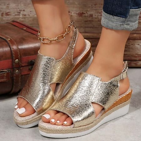 YOUSNH Women s Summer Fashion Thick Bottom Slope Heel Open Toe Sandals Shiny Leather Casual Comfortable Sandals Comfortable Sandals for Women Gold 8.5(41)
YOUSNH Women s Summer Fashion Thick Bottom Slope Heel Open Toe Sandals Shiny Leather Casual Comfortable Sandals Comfortable Sandals for Women Gold 8.5(41)