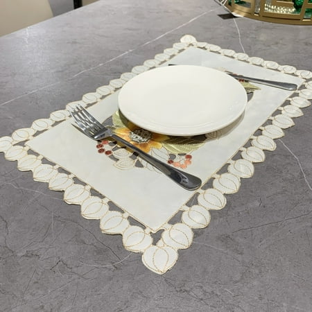 Placemats Embroidered Fabric Placemats Set of 4 Heat Resistant Stain Resistant Washable Fabric Table Mat Thanksgiving Sunflower Pumpkin Table Mat Elegant 
Placemats Embroidered Fabric Placemats Set of 4 Heat Resistant Stain Resistant Washable Fabric Table Mat Thanksgiving Sunflower Pumpkin Table Mat Elegant