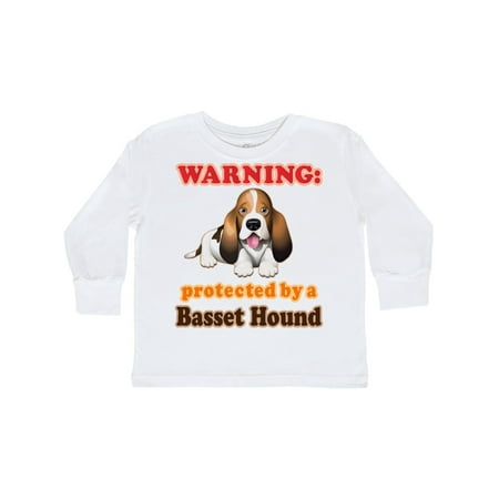 Inktastic Protected by a Basset Hound Funny Dog Gift Toddler Boy or Toddler Girl Long Sleeve T-Shirt