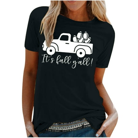Shirts for Women Womens Tops Dressy Casual Women s Summer Casual Round Neck Autumn Print Short Sleeve Top Blouse T-Shirt Off The Shoulder Tops for Women Tube Tops for Women on Sales Black XL
Shirts for Women Womens Tops Dressy Casual Women s Summer Casual Round Neck Autumn Print Short Sleeve Top Blouse T-Shirt Off The Shoulder Tops for Women Tube Tops for Women on Sales Black XL