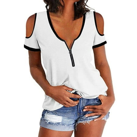 Fsqjgq Short Sleeve Scrub Jackets Women s Casual Short Sleeve Tops Shirt Off Shoulder Zip Short Sleeve T-Shirt Blouse Fashion Loose Top Win Win Tunic Tops Polyester White S
Fsqjgq Short Sleeve Scrub Jackets Women s Casual Short Sleeve Tops Shirt Off Shoulder Zip Short Sleeve T-Shirt Blouse Fashion Loose Top Win Win Tunic Tops Polyester White S