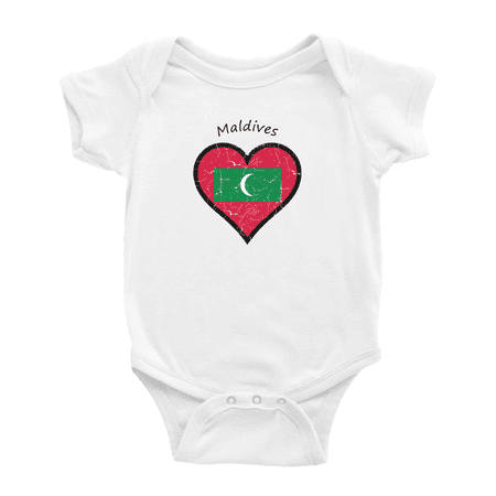 Maldives Flag Heart Love Funny Baby Clothing Bodysuits Boy Girl Clothes