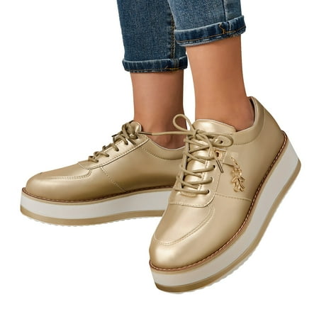 f21 Womens Fashion Solid Color Leather Round Toe Lace Up Platform Casual Shoes Womens Platform Sneakers Size 7 Gold Wide
f21 Womens Fashion Solid Color Leather Round Toe Lace Up Platform Casual Shoes Womens Platform Sneakers Size 7 Gold Wide