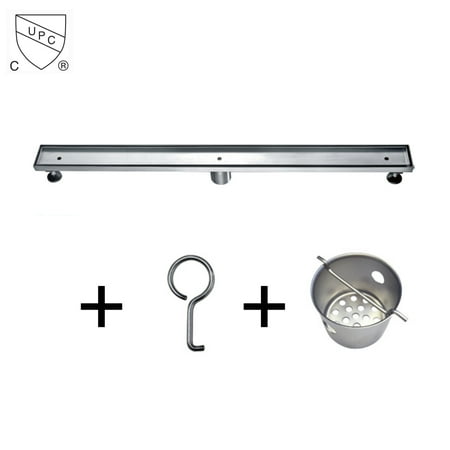 DAWN Shower Drain with Hair and Debris Strainer 32-Inch Linear Shower Floor Drain 304 Stainless Steel Shower Drain Hook Included
DAWN Shower Drain with Hair and Debris Strainer 32-Inch Linear Shower Floor Drain 304 Stainless Steel Shower Drain Hook Included