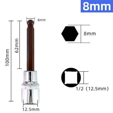 RANMEI 100mm H4-H17 Ball Head 12.7mm Drive Hexagon Wrench Socket Screwdriver Bit
RANMEI 100mm H4-H17 Ball Head 12.7mm Drive Hexagon Wrench Socket Screwdriver Bit