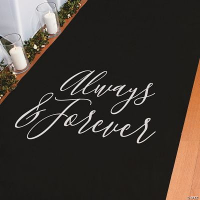 Always & Forever Black Aisle Runner Wedding Party Decor 1 Piece