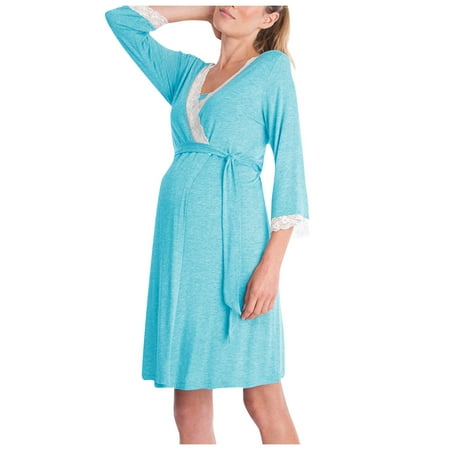 amousa Fashion Women Lace Stitching Seven Sleeve Maternity Casual Dress Gown Pajamas
amousa Fashion Women Lace Stitching Seven Sleeve Maternity Casual Dress Gown Pajamas