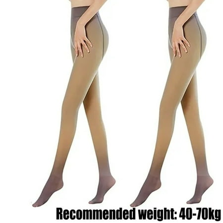 QingY-2PCS Faux Translucent Warm 40-70kg Fleece Pantyhose 90g