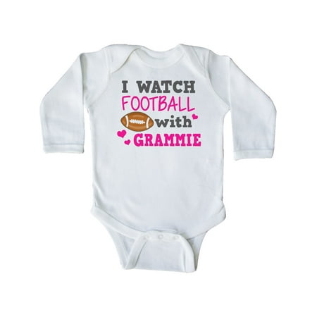 Inktastic I Watch Football with My Grammie Gift Baby Girl Long Sleeve Bodysuit