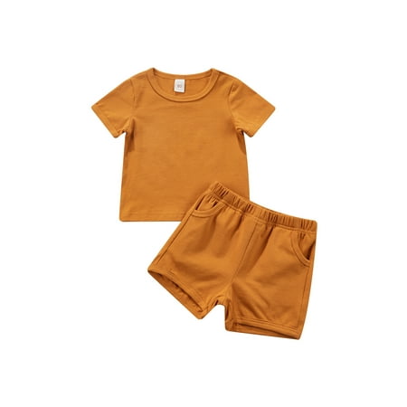 Fiomva Toddler Girl Boy Short Sleeve T-shirt Solid Color Shorts with Pocket Brown 18-24 Months
Fiomva Toddler Girl Boy Short Sleeve T-shirt Solid Color Shorts with Pocket Brown 18-24 Months