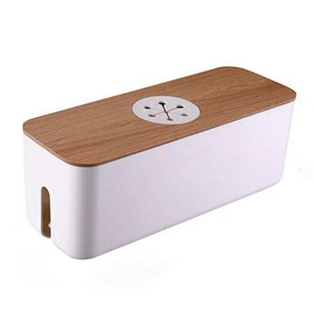 Jmtresw Data Cable Storage Box Wooden Mobile Phone Charger Tabletop Sorting Cases