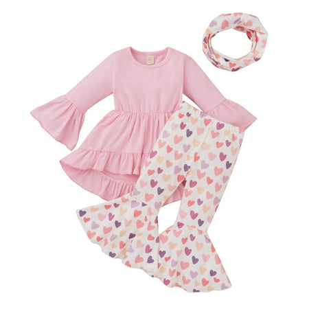 AIMAOMI Toddler Baby Girls Soft Suit Valentine s Day Ruffles Tops Heart Printed Flare Pants Suit Neckerchief Top Pant Outfits H
AIMAOMI Toddler Baby Girls Soft Suit Valentine s Day Ruffles Tops Heart Printed Flare Pants Suit Neckerchief Top Pant Outfits H