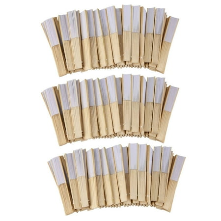 150 Pcs White Folding Elegant Paper Hand Fan Wedding Party Favors 21cm(White)