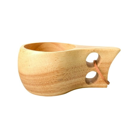 220 Ml Rubber Wood Casual Creative Handy Cup Wooden Cold Water Cup Outdoor Convenient Coffee Cup With Hole And Interesting Cup With Cowhide Rope