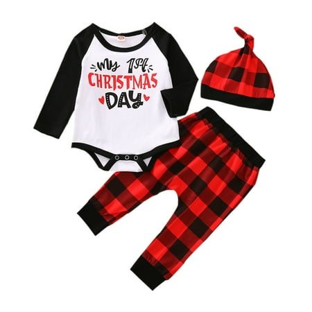 CHGBMOK Early Access Deals My First Christmas Baby Girl Boys Outfit Long Sleeve Alphabet Print Romper Shirt + Plaid Pants + Hat 3PC Set Christmas Gift
CHGBMOK Early Access Deals My First Christmas Baby Girl Boys Outfit Long Sleeve Alphabet Print Romper Shirt + Plaid Pants + Hat 3PC Set Christmas Gift