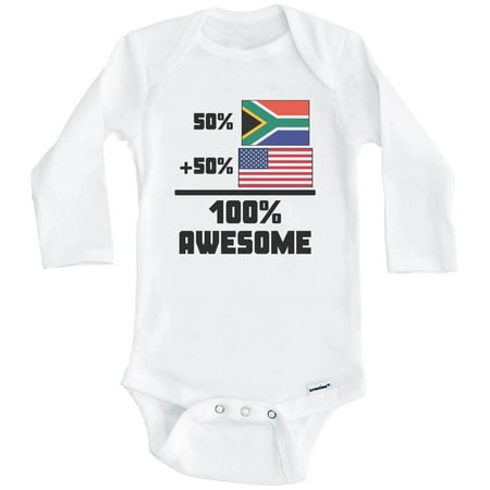50% South African 50% American 100% Awesome Funny Flag One Piece Baby Bodysuit (Long Sleeve) 6-9 Months White
50% South African 50% American 100% Awesome Funny Flag One Piece Baby Bodysuit (Long Sleeve) 6-9 Months White