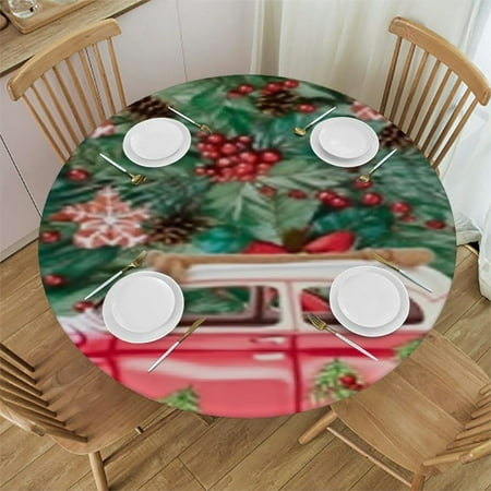 Merry Christmas Tree Round Tablecloth with Flowers Fitted Table Cloth Wipeable Round Table Cover for Dining
Merry Christmas Tree Round Tablecloth with Flowers Fitted Table Cloth Wipeable Round Table Cover for Dining