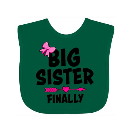 Inktastic Big Sister Finally with Bow and Arrow Gift Baby Girl Bib
