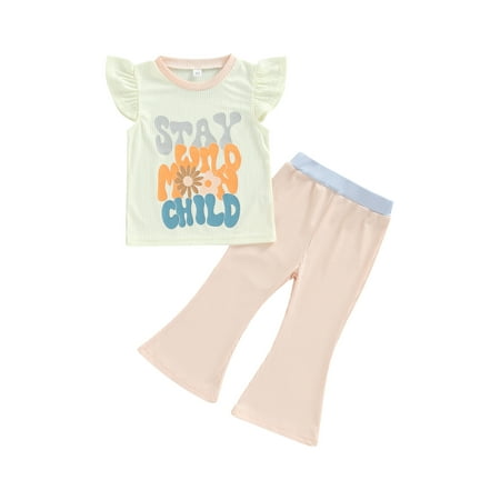 Amuver 2-Piece Girls Summer Outfits Letter Print Quarter-Sleeve T-Shirt + Bell-Bottoms for Kids 18 Months to 6 Years
Amuver 2-Piece Girls Summer Outfits Letter Print Quarter-Sleeve T-Shirt + Bell-Bottoms for Kids 18 Months to 6 Years