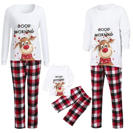 Christmas Family Matching Pajamas Set Long Sleeve Letter Elk Print T-shirt + Plaid Pants Sleepwear Holiday PJs Set
Christmas Family Matching Pajamas Set Long Sleeve Letter Elk Print T-shirt + Plaid Pants Sleepwear Holiday PJs Set
