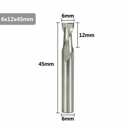 Flat End Mill 6mm Shank 2 Flute Spiral Milling Cutter CNC Router Bit Wood Engrav