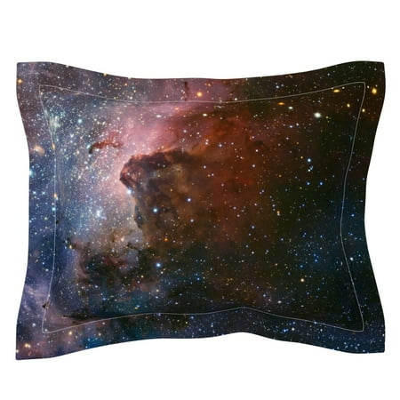 Galaxy Nebula Dark Outer Space Star Nebulae Cosmos Start Pillow Sham by Roostery