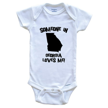 Someone In Georgia Loves Me State Silhouette Cute Baby Bodysuit - One Piece Baby Bodysuit 3-6 Months White