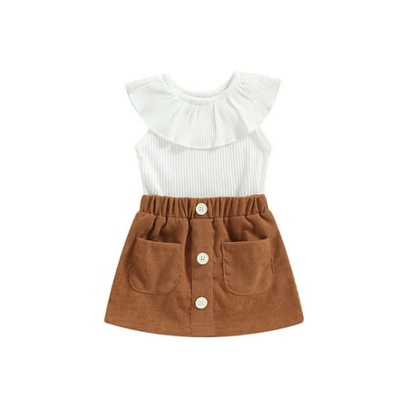 aturustex Infant Baby Girls Summer Outfit Sleeveless Ruffle Collar Romper + Solid Color Button Skirt Set 2Pcs
aturustex Infant Baby Girls Summer Outfit Sleeveless Ruffle Collar Romper + Solid Color Button Skirt Set 2Pcs