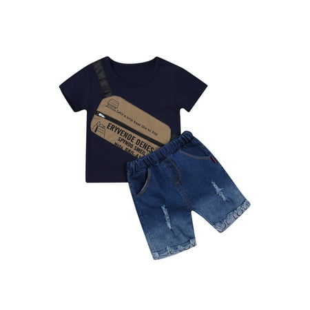 Xiaoluokaixin 2Pcs Toddler Boy s Summer Outfit Clothes Set Short Sleeve Messenger Bag Print T-Shirt+Denim Shorts
Xiaoluokaixin 2Pcs Toddler Boy s Summer Outfit Clothes Set Short Sleeve Messenger Bag Print T-Shirt+Denim Shorts