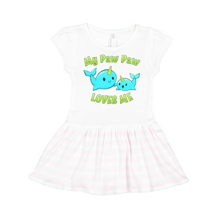 Inktastic My PawPaw loves me- cute narwhal Gift Toddler Girl Dress