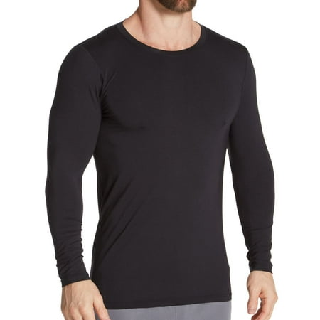 Men s Obviously Y43512 Crew Neck Long Sleeve Undershirt (Black L)