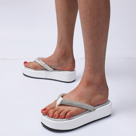 STEADY New Summer Sandals Plus Size Women s Casual Rhinestone Thick Bottom Clip Foot Women s Slippers White / 43 
STEADY New Summer Sandals Plus Size Women s Casual Rhinestone Thick Bottom Clip Foot Women s Slippers White / 43