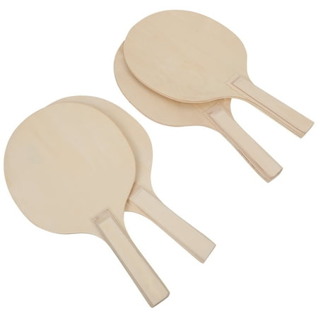4Pcs Funny Wooden Badminton Paddles Beach Ball Game Paddles (Light Brown)