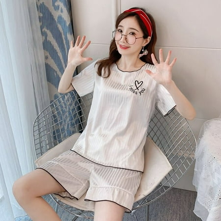 DanceeMangoo Faux Silk Pajamas Set Spring Summer Woman Pajamas Sleepwear Casual Short-sleeved Trousers Satin Silk Female Home wear Set
DanceeMangoo Faux Silk Pajamas Set Spring Summer Woman Pajamas Sleepwear Casual Short-sleeved Trousers Satin Silk Female Home wear Set