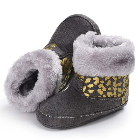 VBXOAE Winter Toddler Baby Boys Girls Leopard Thicken Velvet Snow Boots