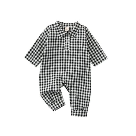 Gureui Newborn Infant Baby Fall Romper Casual Long Sleeve Plaid Print Button Front Lapel Jumpsuit
Gureui Newborn Infant Baby Fall Romper Casual Long Sleeve Plaid Print Button Front Lapel Jumpsuit