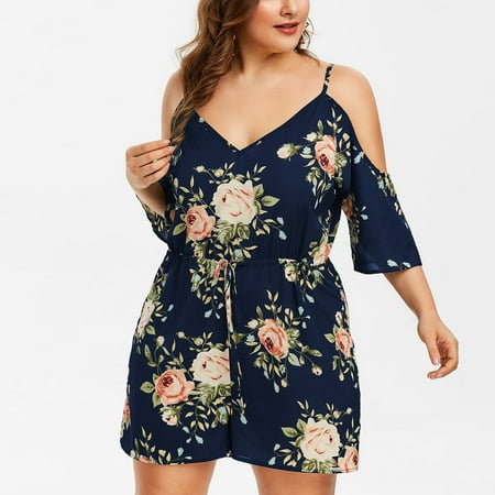Dasayo Navy Womens Romper Fashion Womens Plus Size Floral Cold Shoulder Jumpsuit Bodysuit V-Neck Romper
Dasayo Navy Womens Romper Fashion Womens Plus Size Floral Cold Shoulder Jumpsuit Bodysuit V-Neck Romper