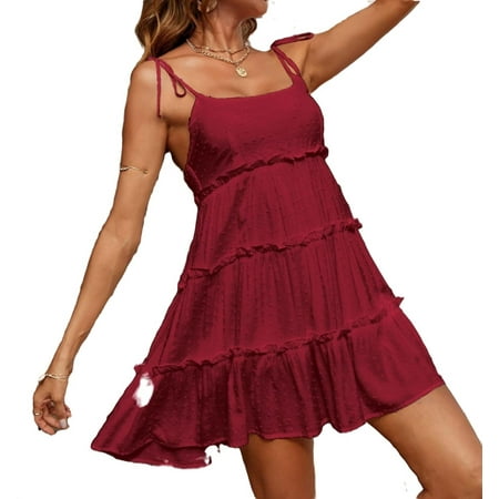 Womens Swiss Dot Cami Dress Burgundy XS
