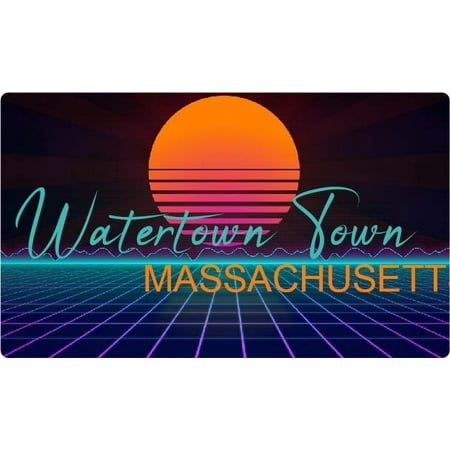 Watertown Town Massachusetts 4 X 2.25-Inch Fridge Magnet Retro Neon Design