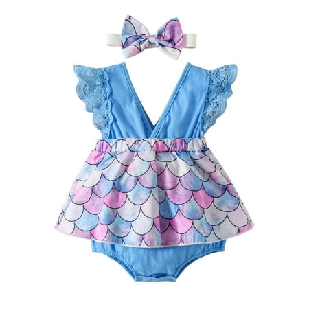 Frobukio Infant Girls Flying Sleeve Romper + Bow Headband Avocado Leopard Print Elastic Waist Summer Jumpsuit Dress Blue 3-6 Months
Frobukio Infant Girls Flying Sleeve Romper + Bow Headband Avocado Leopard Print Elastic Waist Summer Jumpsuit Dress Blue 3-6 Months