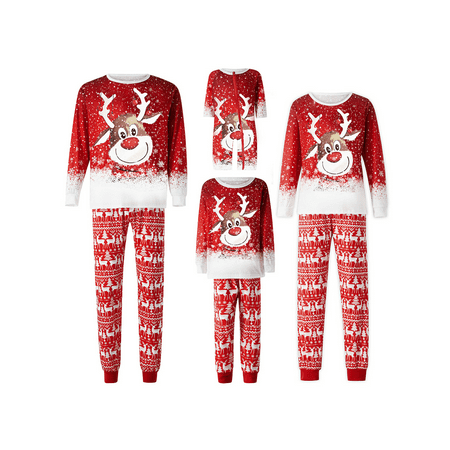 Spring hue Matching Family Christmas Pajamas Long Sleeve Deer Snowflake Print Pullover + Pants Set
Spring hue Matching Family Christmas Pajamas Long Sleeve Deer Snowflake Print Pullover + Pants Set