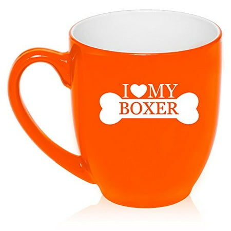 16 oz Large Bistro Mug Ceramic Coffee Tea Glass Cup I Love My Boxer (Orange) 
16 oz Large Bistro Mug Ceramic Coffee Tea Glass Cup I Love My Boxer (Orange)