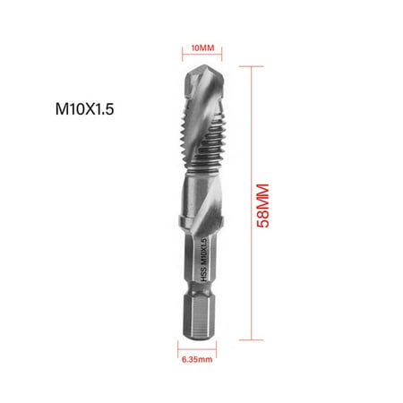 1PC Tap Drill Bit Hex Shank HSS Threaded Bit Screw Machine Compound Tap M3-M10