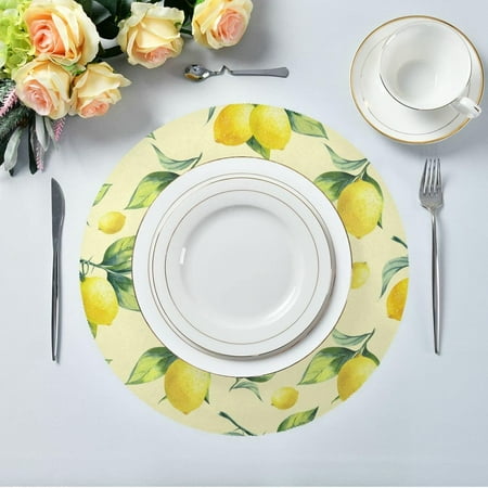 Hidove Lemon Round Placemats 6pcs Non Slip Heat Resistant Washable Table Mats for Kitchen Dining Room Party Decor
Hidove Lemon Round Placemats 6pcs Non Slip Heat Resistant Washable Table Mats for Kitchen Dining Room Party Decor