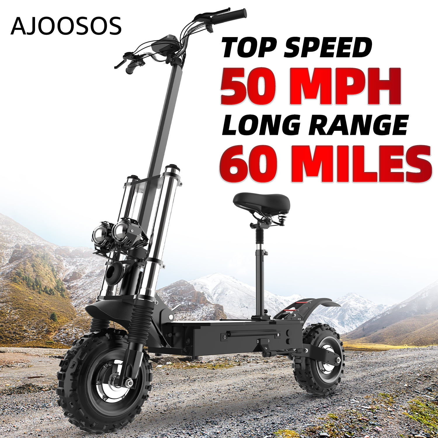 Ajoosos X Electric Scooters For Adults Mph Top Speed Miles